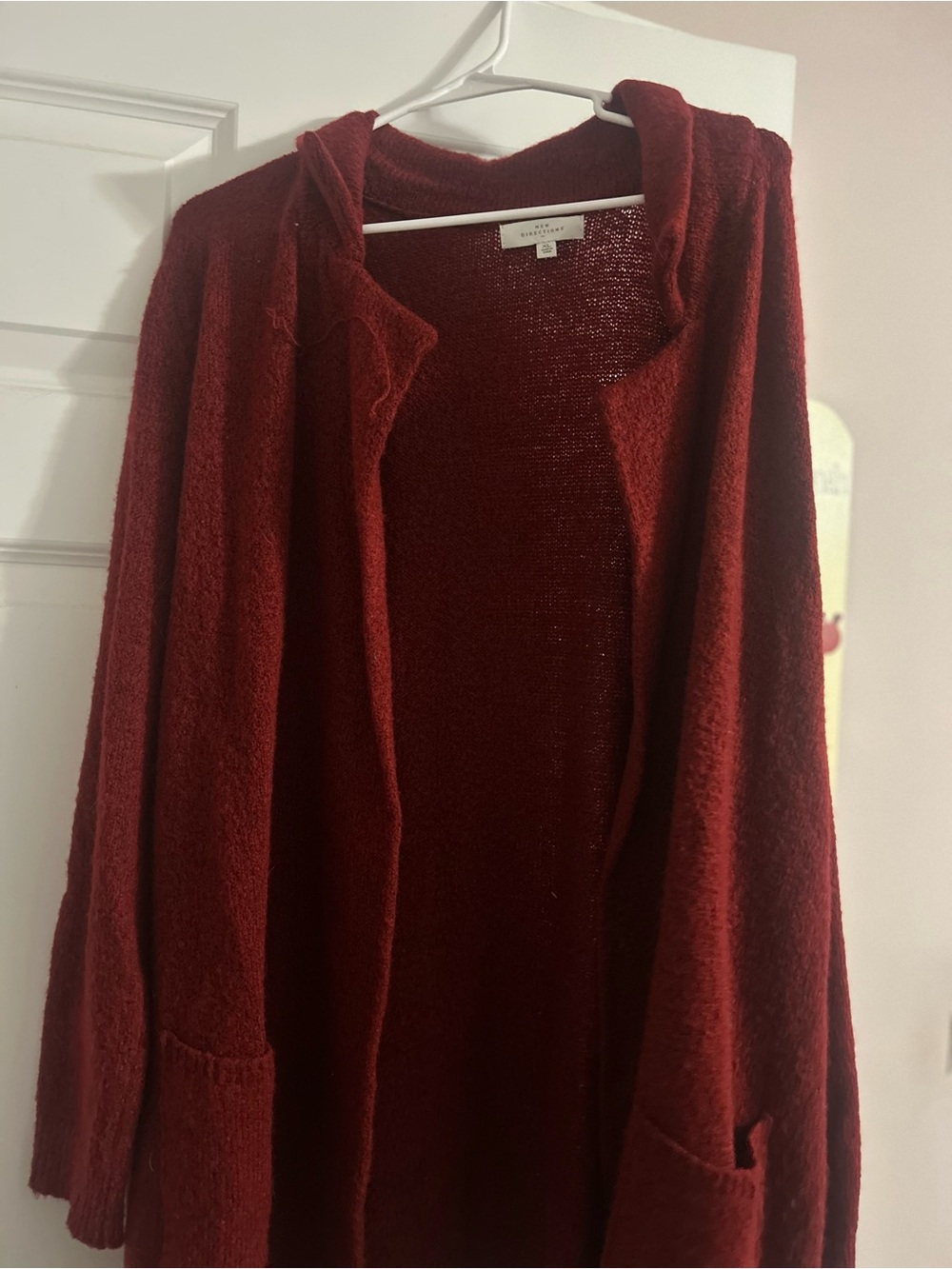 Women’s red cardigan